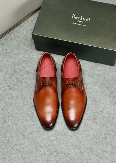 Berluti Brown calfskin Leather Shoes-Berluti Man Business Leather Shoes